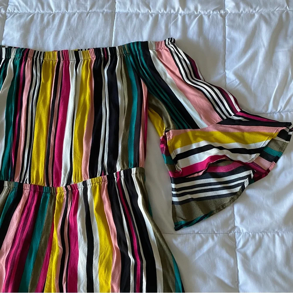 Express Rainbow Off Shoulder Ruffle Romper - Picture 6 of 6